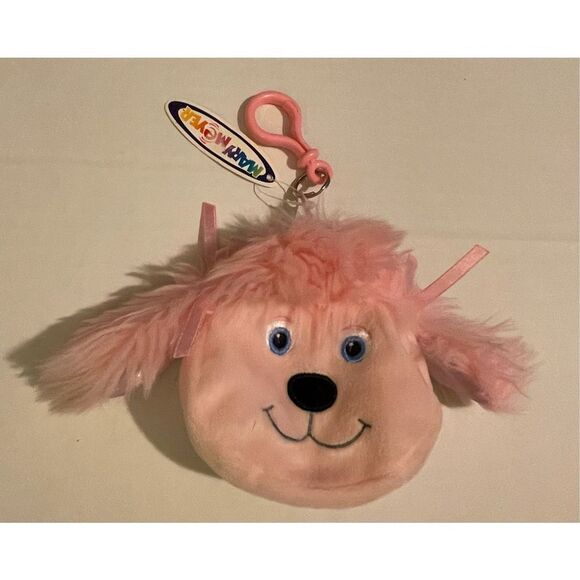 Mary Meyer Plush Pink Poodle Bows Dog Clip on Change Purse NWT - Picture 1 of 6